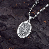 925 Sterling Silver St Michael Oval Round Medal Archangel Cross Necklace Christmas Gift for Men