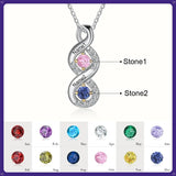 10K 14K 18K Gold Personalized Engraved &Birthstone Infinity Pendant Necklace