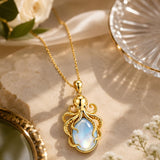 14K Gold Plated Moonstone Octopus Sea Turtle Conch Shell Starfish Seashell Ocean Necklace for Women