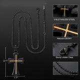 14K Gold Plated Wooden Abalone Shell Cross Pendant Necklacefor Men