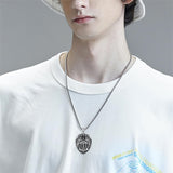 Saint Michcel Necklace 925 Sterling Silver Amulet Medal Jewelry for Men Women with 2.5mm 22"+2" Rolo Chain (with Gift Box)