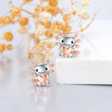 Axolotl Earrings Sterling Silver Animal Stud Earrings Cute Animal Jewelry Gifts for Women Girls