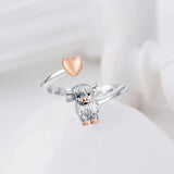Sterling Silver Adjustable Highland Cow Ring