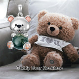 Sterling Silver Moss Agate Hippo Koala Elephant Teddy Bear Pendant Necklace