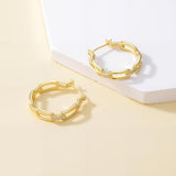 14K Gold Plated Cubic Zirconia Trendy Cable Design  Earrings for Women