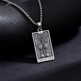 Sterling Silver Lovers Hierophant Magician Three of Swords Wheel of Fortune SkeletonTarot Card Pendant Necklace
