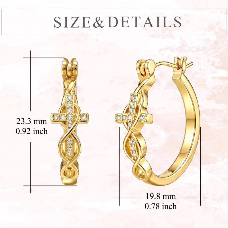 14K Gold Plated Cross Hoop Earrings  for Women Birthday Mothers Day Christmas Jewelry Gift