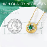 14K Gold Plated Lab-Grown Emerald Pendant Necklaces for Women