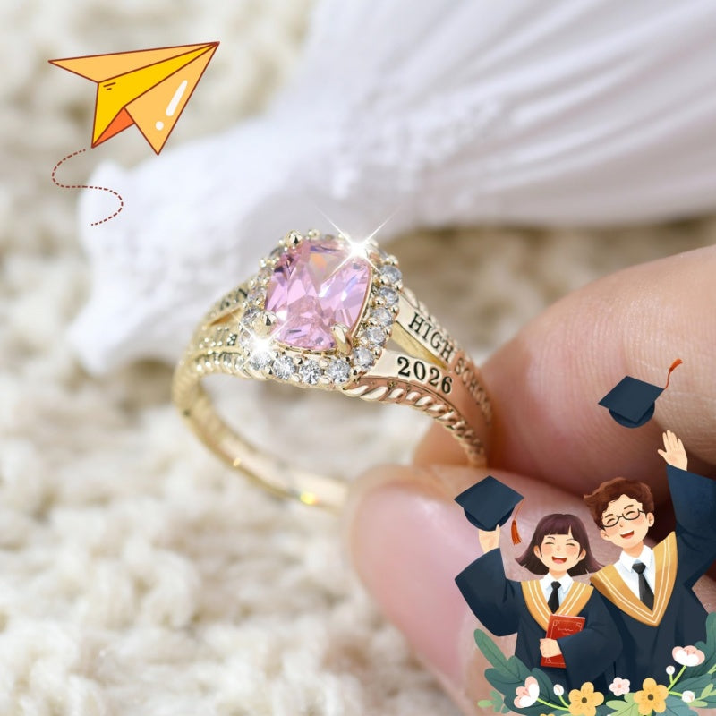 Copper Sterling Silver Personalized Birthstone High School College Class Ring Graduation Memorial Rings Gifts for Her