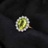 14K Yellow Gold Plated Birthstone Halo Engagement Rings for Women