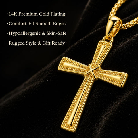 Cross Pendant Necklace  14K Gold Plated Christian Faith Jewelry