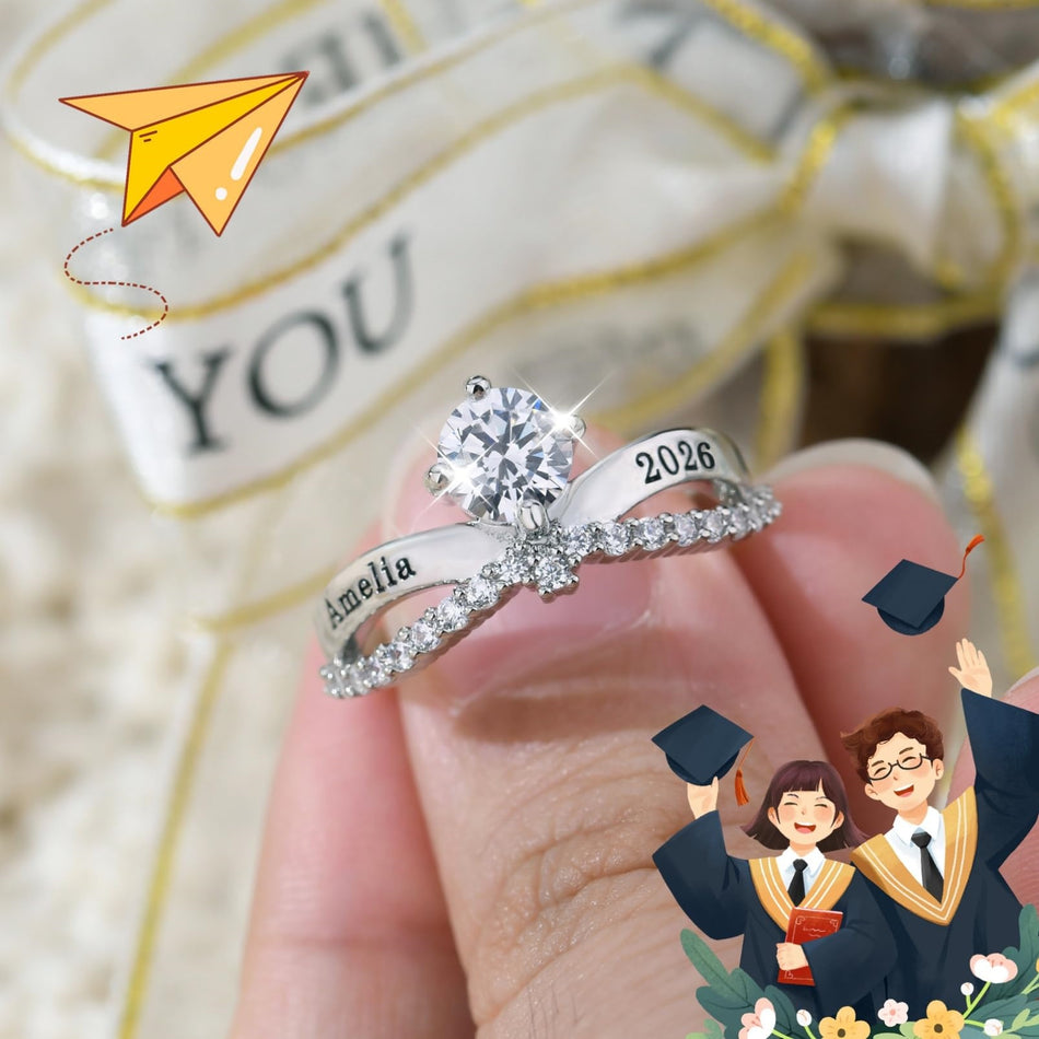 Copper Sterling Silver Personalized Birthstone High School College Class Ring Graduation Memorial Rings Gifts for Her
