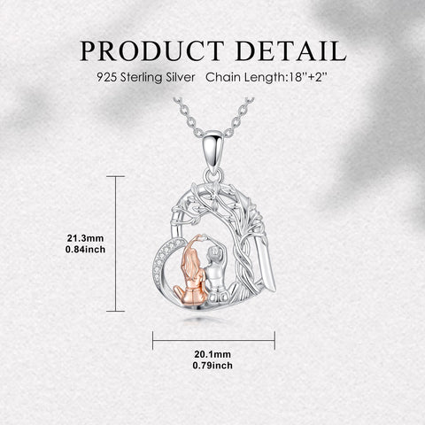 Sterling Silver Tree of Life Father Daughter Sister Pendant Necklace for Women Christmas Gift