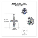 Sterling Silver Abalone Shell Turquoise Origami Cross Pendant Necklace