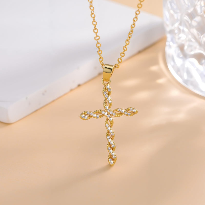 14K Gold Plated Cross Infinity  Pendant Necklace  for Women