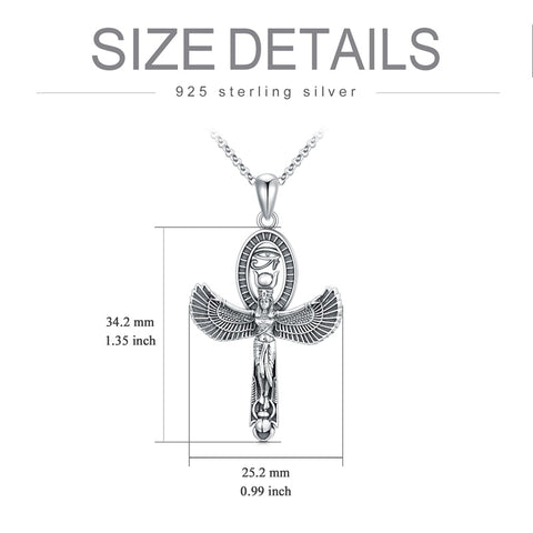 Sterling Silver Egyptian Goddess Pendant  Necklace