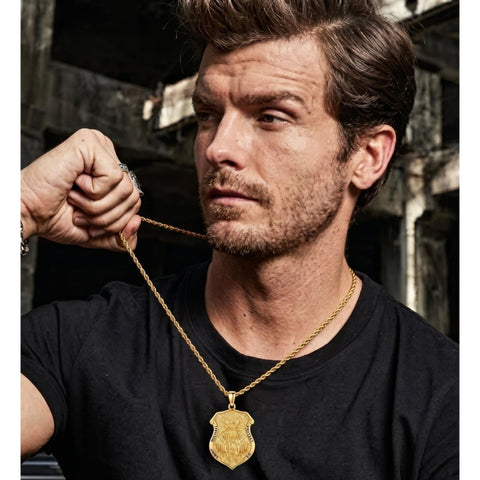 14K Gold Plated Saint Medal Christian  Pendant Necklace for Men
