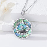 Sterling Silver Abalone Shell  Mountain Tree of Life  Compass Pendant Necklace for Women