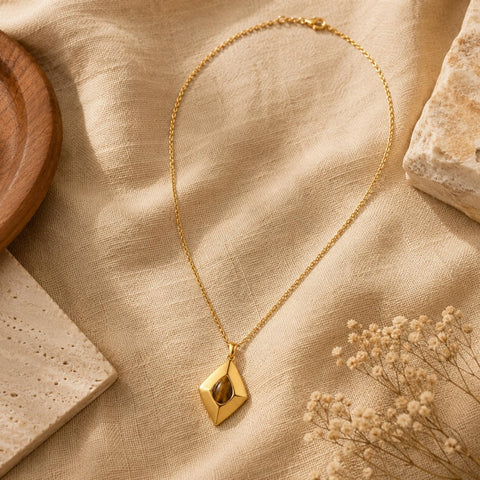 14K Gold Plated Bohemian Teardrop Pendant Necklace for Women