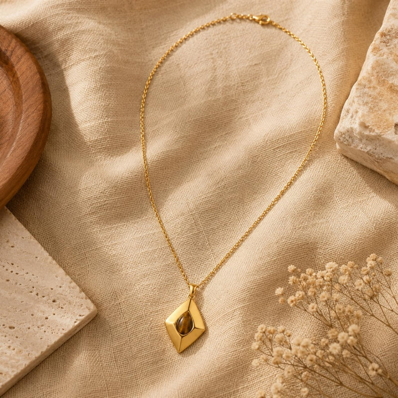 14K Gold Plated Bohemian Teardrop Pendant Necklace for Women