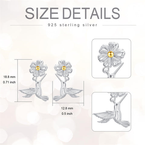 Sterling Silver Hypoallergenic Hummingbird  Stud Earrings