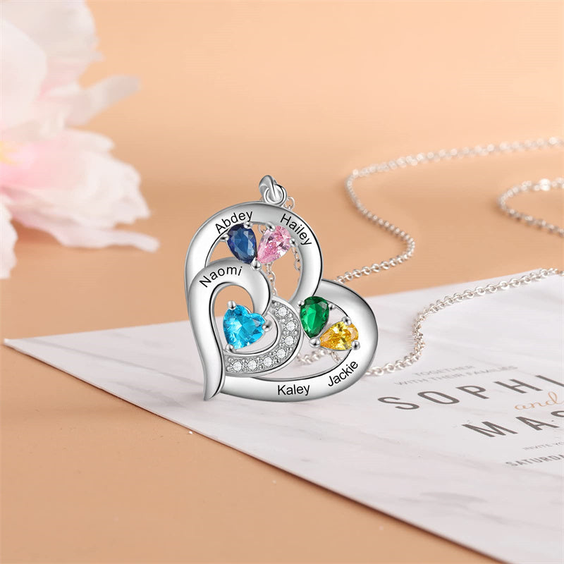 Sterling Silver Personalized Name Birthstone Mothers Necklace for Women