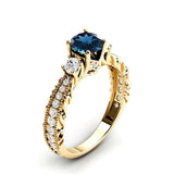 Sterling Silver 10K 14K 18K Personalized Engraved 1 Carat  Round Birthstone Engagement Ring