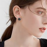 Black Cat Earrings for Girls 925 Sterling Silver Black Cat Stud Earrings Kawaii Cat Jewelry Gifts for Girls Women