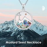 Sterling Silver Mustard Seed Black Cat Hummingbird Cross and Mountain Mountain Turquoise Sun and Moon Pendant Necklace