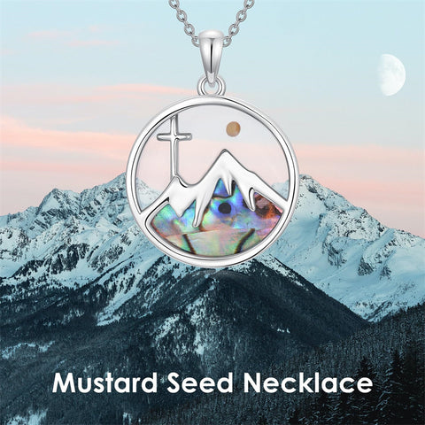 Sterling Silver Mustard Seed Black Cat Hummingbird Cross and Mountain Mountain Turquoise Sun and Moon Pendant Necklace