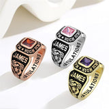 Sterling Silver Personalized Birthstone Engraved High School Class Ring Graduation Ring