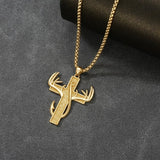 14K Gold Plated Cross Pendant Necklace for Men Religious Jewelry Christian Gift