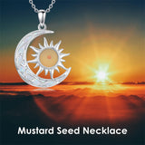 Sterling Silver Mustard Seed Black Cat Hummingbird Cross and Mountain Mountain Turquoise Sun and Moon Pendant Necklace