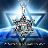 Star of David Necklace Sterling Silver Cross/Chai/Peace Sign/Tree of Life Abalone Shell Jewish Jewelry for Women Men