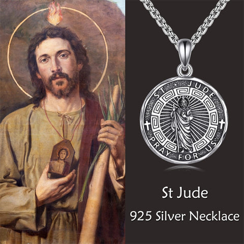 Religious Protector Necklace Sterling Silver Patron Saint Pendant Jewelry Gifts for Women Men