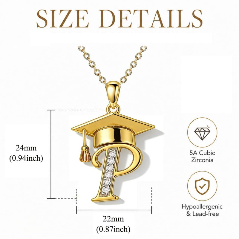 Initial  Graduation 14K Gold Plated Inspiring Grad Pendant Necklace Graduations Jewelry Gifts