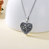 Sunflower Butterfly Triple Moon Rose Locket Necklace Sterling Silver Photo Necklace that Hold Pictures for Mother Women