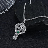 14K Gold Plated Celtic Vikin Cross Pendant Necklace Irish Jewelry Religious Protective Gift