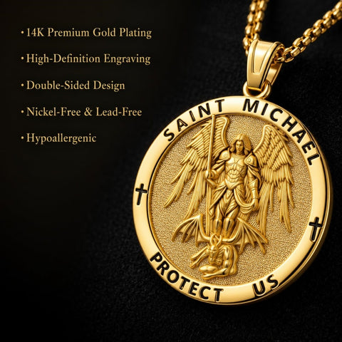 Patron Saint Medal Gold Plated Catholic Pendant Christian Religious Necklace Amulet Jewelry