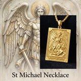 14K Gold PlatedJesus Saint Michael Saint George Saint Jude Pendant Necklace