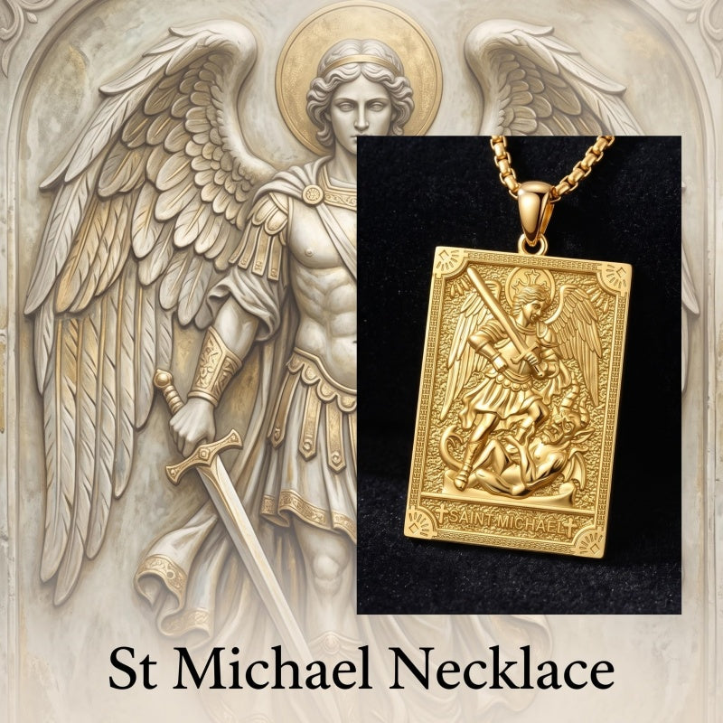 14K Gold PlatedJesus Saint Michael Saint George Saint Jude Pendant Necklace
