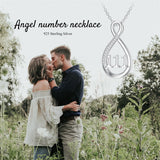Sterling Silver 111 222 333 444 555 777 888 999 Infinity Angel Number Pendant Necklace