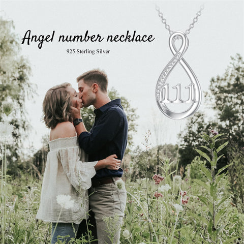 Sterling Silver 111 222 333 444 555 777 888 999 Infinity Angel Number Pendant Necklace