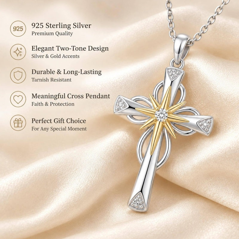 Sterling Silver Cross Pendant Necklace Gift for Anniversary Christmas