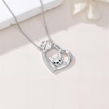 Sterling Silver Paw Print Poodle Corgi French Schnauzer Chihuahua Dachshund Golden Retriever Pug Pendant  Necklace
