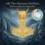 14K Gold Plated Celtic Knot Viking Thor Hammer Pendant Necklace