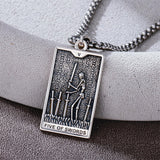 Sterling Silver Lovers Hierophant Magician Three of Swords Wheel of Fortune SkeletonTarot Card Pendant Necklace
