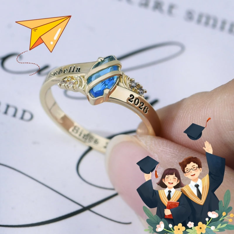 Copper Sterling Silver Personalized Birthstone High School College Class Ring Graduation Memorial Rings Gifts for Her