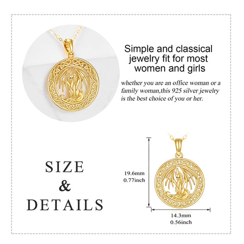 14K Gold Dragon Irish Celtic Knot Pendant Necklace