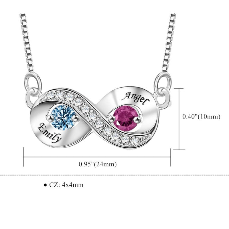 14K Gold 2  Simulated Birthstone Personalized Engraved Pendant Necklace for Women